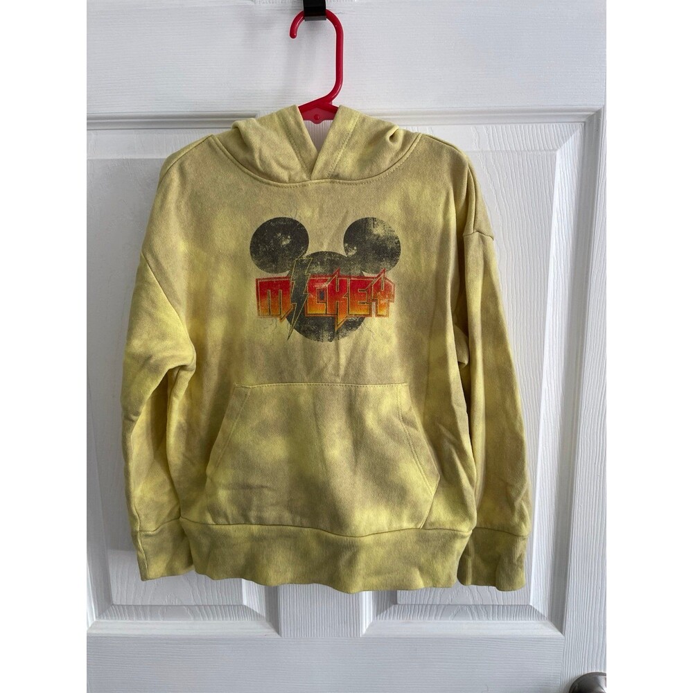 Disney Mickey Mouse Hoodie Size S (6-7) Yellow Tie Dye